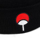 Japanese Anime Naruto Winter Knitted Hats Uchiha Family Logo Embroidery Warm Skullies Beanie Skiing Knit Hats Hat Hip Hop