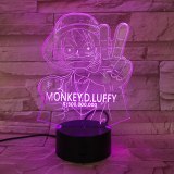 3D LED Luffy Night Light 7 Colors Changing Creative One Piece Desk Lamp Bedroom Atmosphere Anime Decor Light Kids Gifts GX-732
