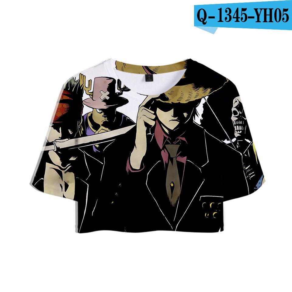 One Piece Luffy Women Crop Tops Summer Short Sleeve Trendy 3d Printed Tshirts Popular Japanese Anime Especially when it comes to styling girls, a denim crop top paired with a denim skirt or jeans is. one piece luffy women crop tops summer
