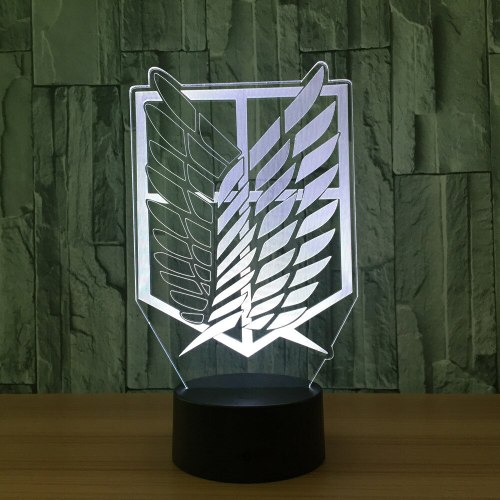 Attack on Titan Badge 3D LED Nightlight Color Changing Home Decor Table Lamp Novelty 3D Visual Night Light for Child Gift