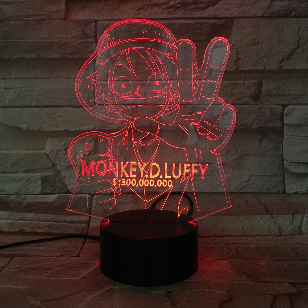 3d Led Luffy Night Light 7 Colors Changing Creative One Piece Desk Lamp Bedroom Atmosphere Anime