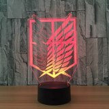Attack on Titan Badge 3D LED Nightlight Color Changing Home Decor Table Lamp Novelty 3D Visual Night Light for Child Gift