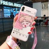 Sailor Moon neck rope fashion soft cover for Apple Mobile phone case for iPhone 6 6s 7plus 8 8plus X 10 XR XS MAX