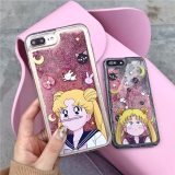Japanese Anime Sailor Moon Transparent Soft Phone Case For iPhone 7 7 Puls 6S 7 8 Puls X XS Cases Gitter Liquid Quicksand