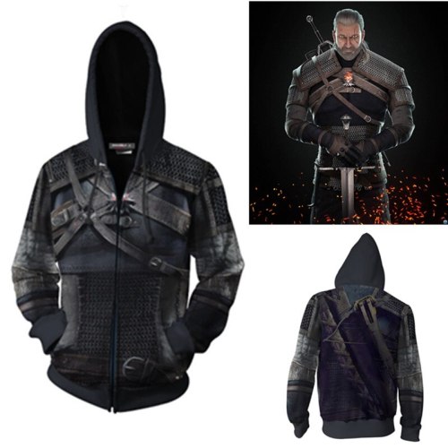 The Witcher 3: Wild Hunt Geralt of Rivia Cosplay Costumes The Witcher Hoodie Jackets Cosplay 3D printing Zip Hoodie Sweatshirts