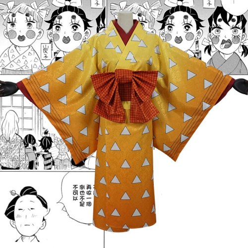 Anime Comic Demon Slayer Kimetsu no Yaiba Cosplay Costumes Agatsuma Zenitsu Cosplay Costume Japanese Kimono Uniforms Clothes
