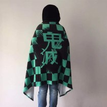 Anime Demon Slayer: Kimetsu no Yaiba Kamado Tanjirou Nezuko Cosplay Flannel Cloak Siesta Air Condition Blanket Shawl Coat Cape