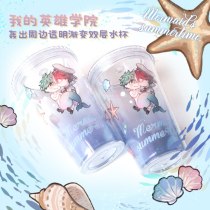 Anime My Hero Academia Water cup Todoroki Shoto Midoriya Izuku Mermaid Straw Cup Acrylic Figure Keychain Keyring Cosplay Gift