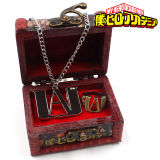 2PCS New Anime My Hero Academia Metal Necklace Ring Pendant Box Cosplay with gift box Cosplay Handmade Unisex Otaku Gifts