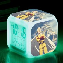 ONE PUNCH-MAN Series LED 7 Colors Flash Light Digital Alarm Clock Kids Clocks Action Figures Toys For Children
