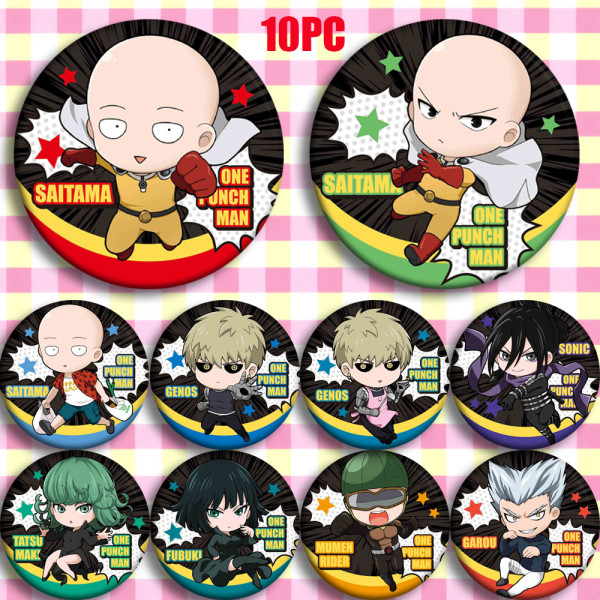 58MM Japan Anime ONE PUNCH-MAN Saitama Genos Tatsumaki Cosplay Bedge Cartoon Collect Backpack Bag Badge Button Brooch Pin Gift