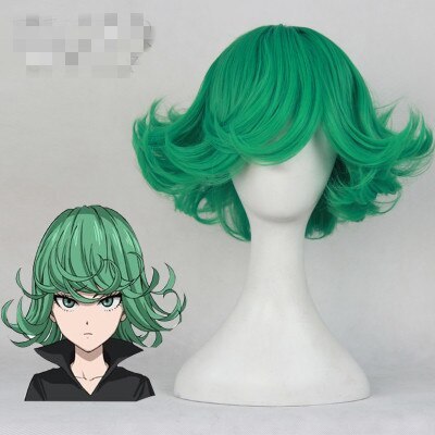One Punch Man Senritsu no Tatsumaki  Green Curly Short Styled Synthetic  Party Cosplay Wigs