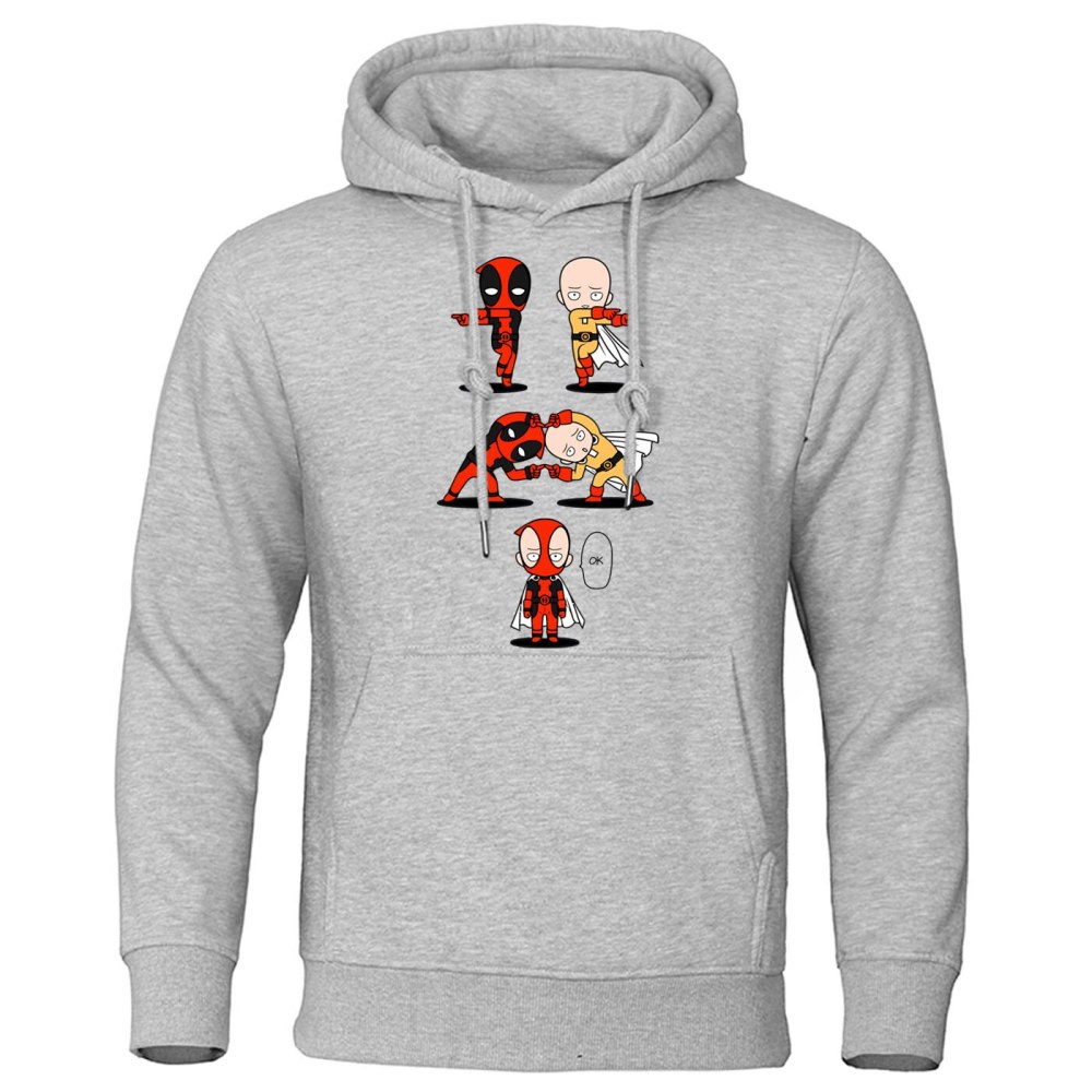 Funny Deadpool One Punch Man Printed Casual Hoodies Japanese Anime