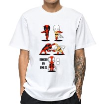 Funny Deadpool Saitama T Shirt Superhero One Punch Man Crossover Women Men Short Sleeve T-shirt Summer Streetwear Tops Plus Size