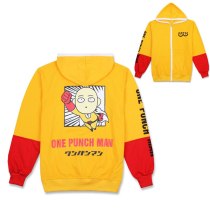 Anime ONE PUNCH MAN Cosplay Costume Yellow Hooded Cardigan Sweatshirt Jacket Daily Casual Fleece