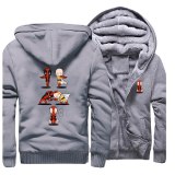 One Punch Man Printed Thick Fleece Hoodies Anime Harajuku Coat Mens Japanese Streetwear Sweatshirt Winter Jacket
