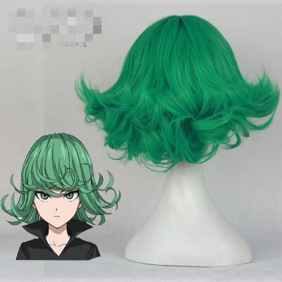 One Punch Man Senritsu no Tatsumaki  Green Curly Short Styled Synthetic  Party Cosplay Wigs