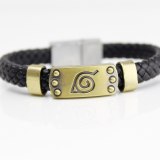 Anime Naruto Knit Cosplay Costumes Accessories Props Black Punk Fashion leather rope Bracelets