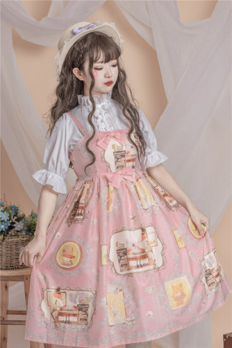 Lolita 2019 Pure feeling girl wind Fox's love letter JSK skirt cute print  fresh dress 