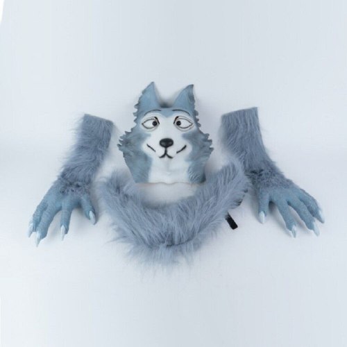 BEASTARS Legoshi The Wolf Costumes Face Mask Gloves Tail Cosplay Animal Wolf Masks Masquerade Costume Props