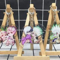 New Fashion Anime Dr.STONE Cartoon Keychain Cute Figure Keyring Acrylic Double Sided Transparent Fans Jewelry Accessories Gifts
