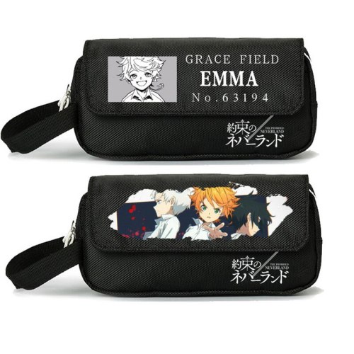 The Promised Neverland Anime Large Pencil Bag Charge Coin Pouch Makeup Bag Stationery Storage Bags Catoon Small School Bags