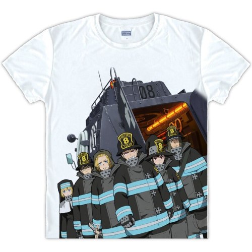 Anime Enen no Shouboutai T-shirt Unisex Short Sleeve Tshirt Enn Enn No Shouboutai Fire Force White Tee Top Casual Summer Shirt