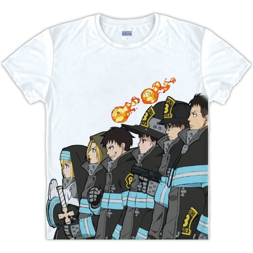 Anime Enen no Shouboutai T-shirt Unisex Short Sleeve Tshirt Enn Enn No Shouboutai Fire Force White Tee Top Casual Summer Shirt