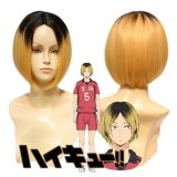 High Quality Anime Haikyuu!! Kenma Kozume Cosplay Wig Short Black Yellow Gradient Costume Play Wigs Halloween Costumes Hair