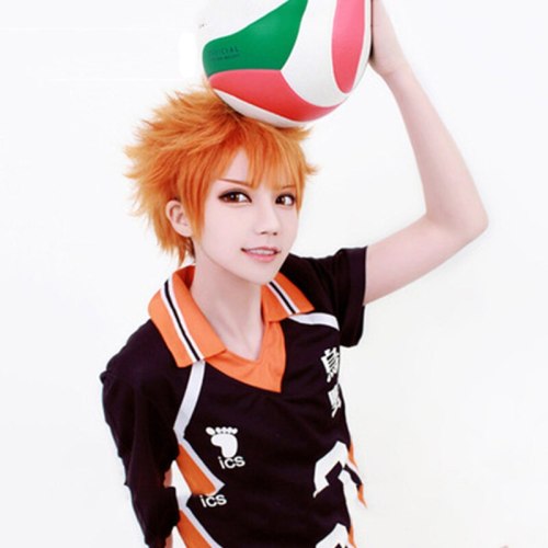 Anime Haikyuu!! Shoyo Hinata Cosplay Wig Short Orange Costume Play Wigs Halloween Party Wigs+wig Cap