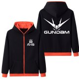 Anime Hoodies Gundam Logo Printed Hooded Adults Unisex Hoodie Zip Up Sweatshirts Coat Outwear Spring Antumn Jacket Five Colors