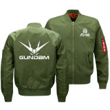 New Oversize Men's Military Bomber Jacket Anime Gundam Logo Printed Coat Army Tactical Zipper Flying Jacket Clothes US SIZE