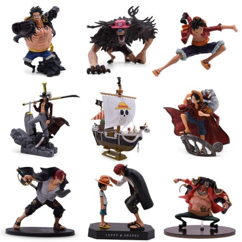 9 Styles Anime One Piece Luffy Chopper Dracule Mihawk Going Merry Shanks PVC Action Figure Collectible Model Christmas Gift Toy