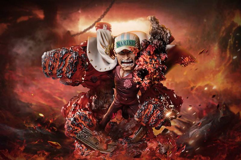 One Piece Gk G5 Co Branded Five Sakazuki The First Bomb Of The Three Navy Generals Limited Edition Figuthe Height Of The Red Dog Is 9cm The Total Height Of The Scene Is