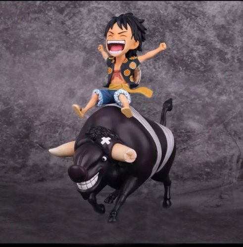13cm One Piece Luffy Riding a cow Action figure toys doll Christmas gift with box