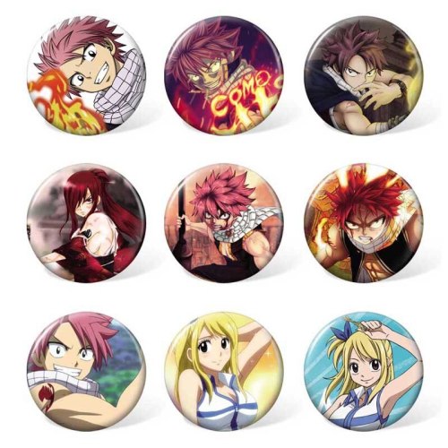 9 PCS/LOT Anime FAIRY TAIL Badges Natsu Gray Erza Lucy Doll ONE PUNCH-MAN Saitama Genos Toys Brooch  ONE PUNCH MAN Model Pins