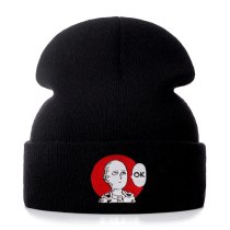 ONE PUNCH MAN OK Cotton Embroidery Casual Beanies for Men Women Knitted Winter Hat Solid Hip-hop Skullies Bonnet Unisex Cap