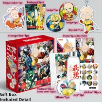 Anime ONE PUNCH-MAN Toy Gift BOX ONE PUNCH MAN Saitama Genos Keychain Postcard Badge Water Cup Bookmark Mirror  Fridge Sticker