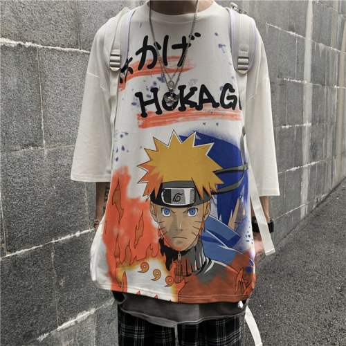Hip Hop Naruto T Shirt Streetwear Summer Cartoon Naruto Uzumaki t-shirt casual Tshirt tops Amine Short Sleeve tees shirts males