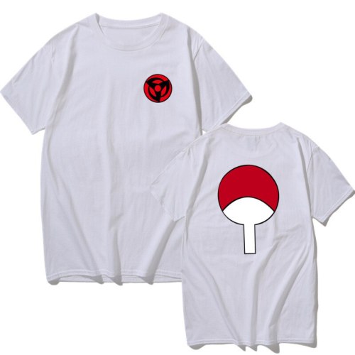 high quality Anime Tees Naruto Uchiha Sasuke Family Badge T Shirt Men Shirt Brand Casual Streetwear Harajuku Fashion O-Neck 2019