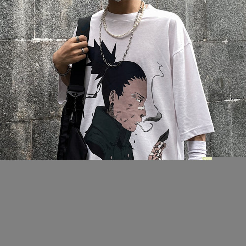 Men Women Anime Naruto Shikamaru Print T Shirt Harajuku Tshirt Ulzzang Korean Style Cotton Tee Top Clothes Streetwear Summer