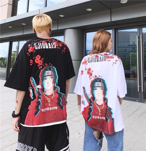 Men Hip Hop T Shirt Japanese Harajuku Cartoon Naruto T-Shirt Summer Tops Tees Cotton Tshirt Oversized 2020 New Arrival