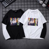 Men's Long-Sleeved False Two Pieces Harajuku Patchwork T-shirt Japanese Anime Naruto Sasuke Tops Unisex Couple T Shirt Mens 5XL
