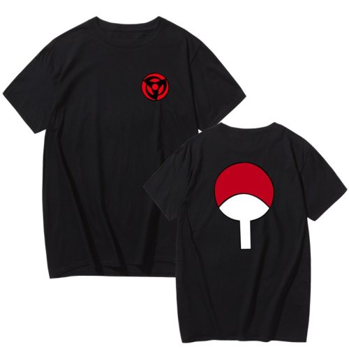 high quality Anime Tees Naruto Uchiha Sasuke Family Badge T Shirt Men Shirt Brand Casual Streetwear Harajuku Fashion O-Neck 2019
