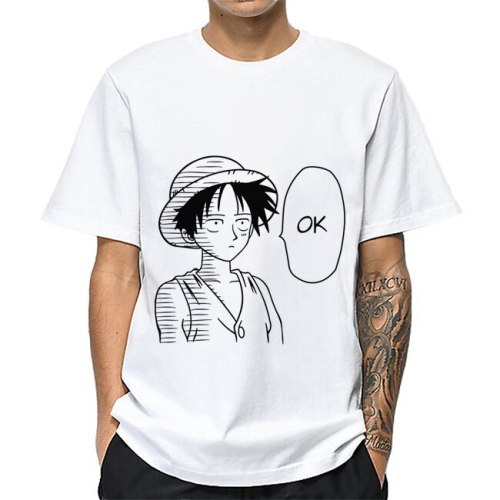 One Punch Man Saitama OK Men's T-shirts Loose OK Naruto Japanese T Shirt Men Casual My Hero Academia Alter Deku Men Tee Shirt