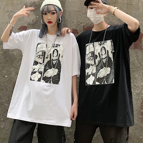 Men's tshirt Unisex Naruto Harajuku Cool Japanese Anime Uchiha Itachi Print Short Sleeve t shirt Male Streetwear Casual T-shirts