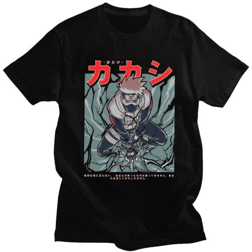 Kakashi Hatake Tshirt Men 100% Cotton Anime Manga Sharingan Tee Shirt Short Sleeve Summer Naruto Ninja T-shirt Clothing Merch