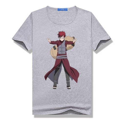 New Men's Anime Naruto Gaara 3D Print 100% polyester fiber T-Shirt Summer Short Sleeved O Neck Casual T Shirt Large Size Tees
