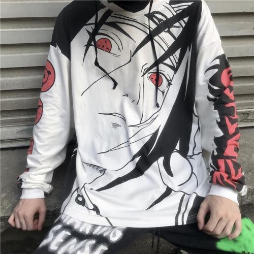 Men Hip Hop Naruto T Shirt Fashion Uzumaki Sasuke Uchiha Men T-shirt Casual Vintage TShirt Cartoon Printed Long Sleeve Shirts