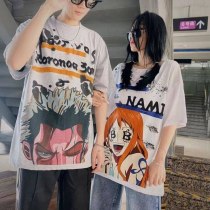 Cool Summer One Piece Tshirt Streetwear Casual Japan Hip Hop T Shirts Loose Mens T shirt Streetwear Funny Cartoon Tops Tee Male